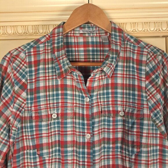 Toad & Co Women's Lightfoot Tunic Organic Cotton Flannel Button Down Sz Large - Picture 6 of 12